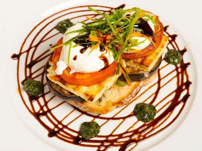 Mediterranean Eggplant Stack with Poached Egg